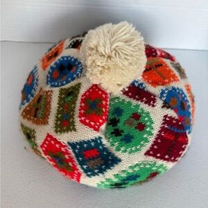 Vintage 60s ZWICKER KNITTED COLORFUL RETRO WINTER HAT OUTDOOR GOLF WINTER